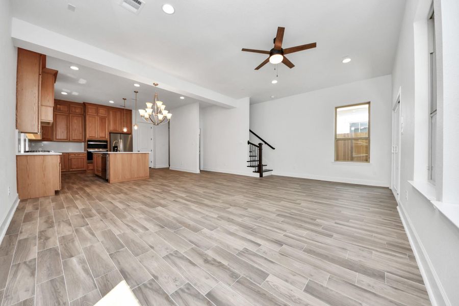Open concept kitchen to living room