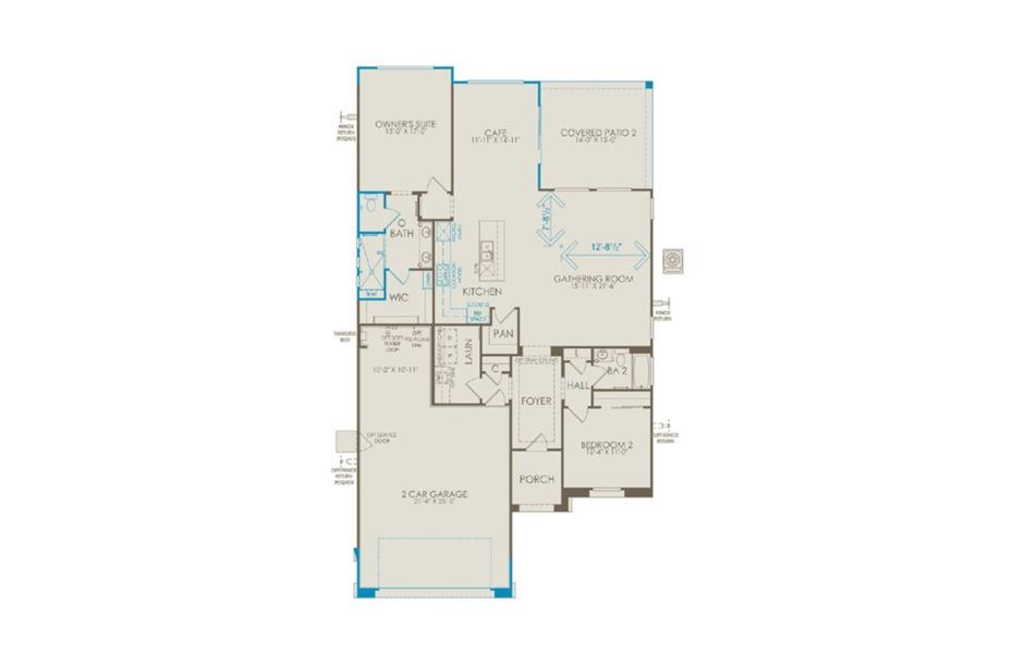 2D floor plan layout of this home in Del Webb at Rocking K, Tucson, AZ (Image 3). 2D floor plan layout of this home in Del Webb at Rocking K, Tucson, AZ (Image 3).