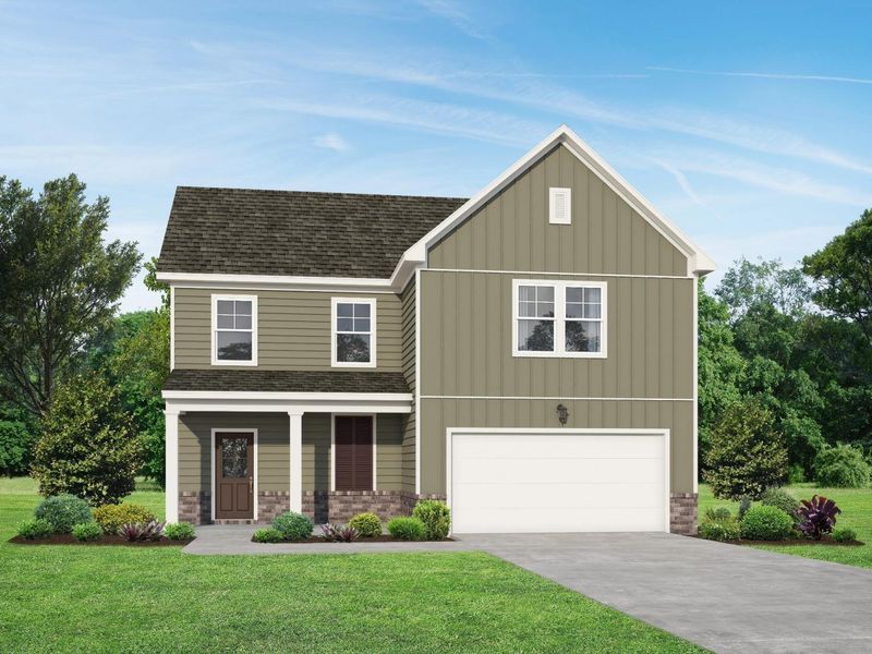 Front exterior of a new home in Sage Farms, White House, TN, highlighting curb appeal (Image 20).
