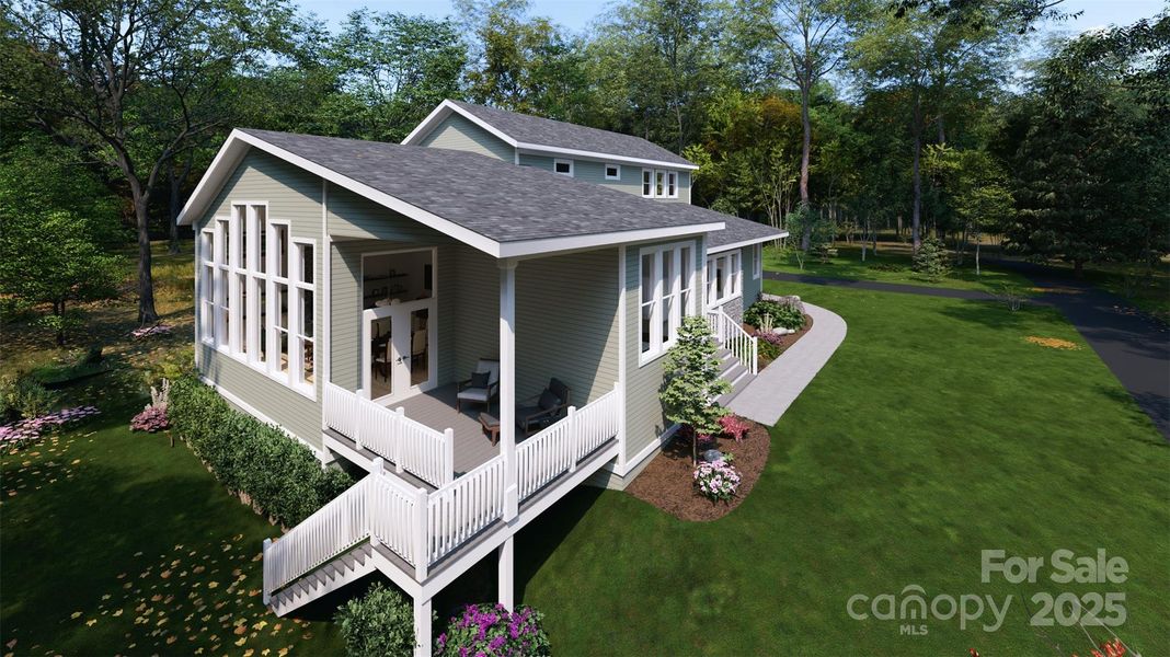 Window Wall to wooded creek- rendered