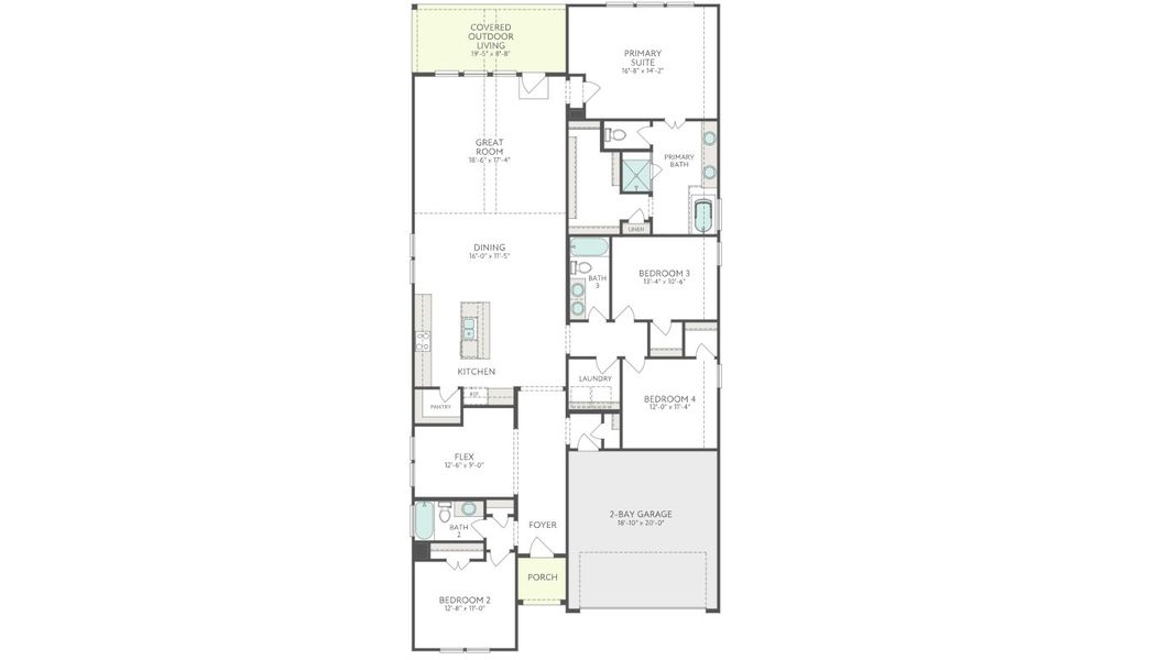 2D floor plan layout for the Falcon by Tri Pointe Homes in Cascade at Azalea Trails, Cypress, TX (Image 3). 2D floor plan layout for the Falcon by Tri Pointe Homes in Cascade at Azalea Trails, Cypress, TX (Image 3).