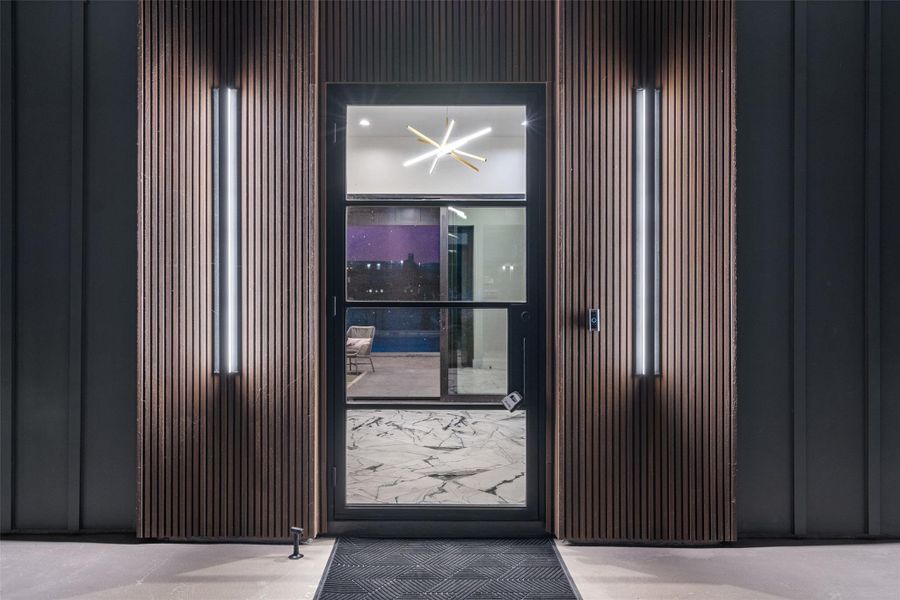Elevator access for ease and convenience, energy-efficient features, window coverings, Sonos audio system.