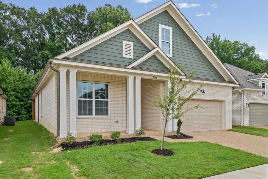 Front exterior of a new home in Amherst, Cordova, TN, highlighting curb appeal (Image 2). Front exterior of a new home in Amherst, Cordova, TN, highlighting curb appeal (Image 2).
