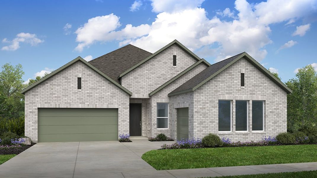 Representative exterior photo of a completed home built from the Allendale by Taylor Morrison in Silverleaf 60s, Cedar Creek, TX (Image 1). Representative exterior photo of a completed home built from the Allendale by Taylor Morrison in Silverleaf 60s, Cedar Creek, TX (Image 1).