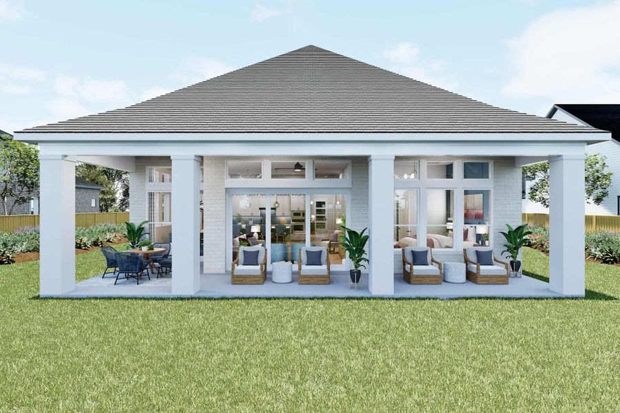 Representative exterior details of a home built from the The Ancrum by David Weekley Homes in Kissing Tree – Spruce Series, San Marcos (Image 4).