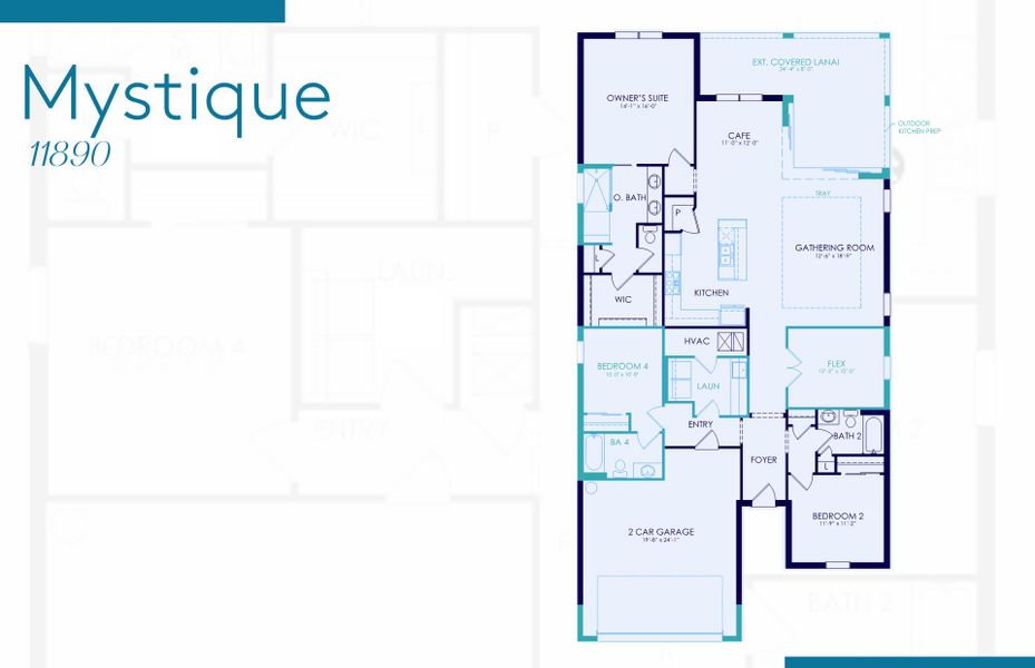 2D floor plan layout of this home in BeachWalk by Manasota Key, Englewood, FL (Image 3).