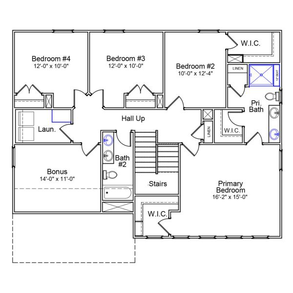 2D floor plan layout of this home in Indigo at Abbey Preserve, Wilmington, NC (Image 3).