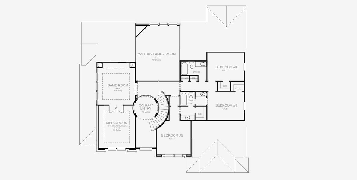 2D floor plan layout for the 3917W by Perry Homes in Lakes of Cane Island, Katy, TX (Image 4).