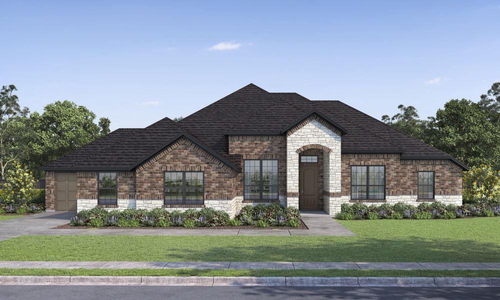 Front exterior of a new home in Creekview Farms, Greenville, TX, highlighting curb appeal (Image 26).