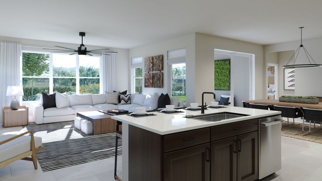 Kitchen & Great Room | Skyview | Courtyards at Waterstone | New homes in Palm Bay, FL | Landsea Homes