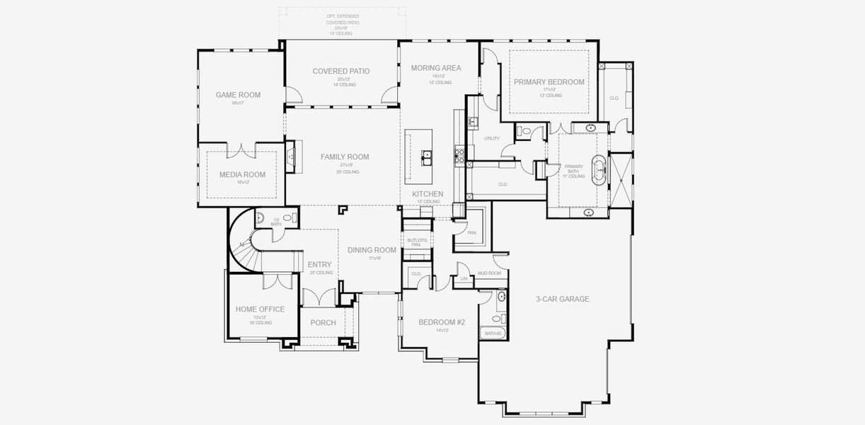 2D floor plan layout for the 4509A by Perry Homes in Bristol Valley, Rockwall, TX (Image 4).