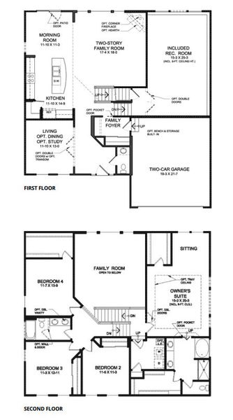 2D floor plan layout for the Clay by Fischer Homes in Woodberry, Canton, GA (Image 3).