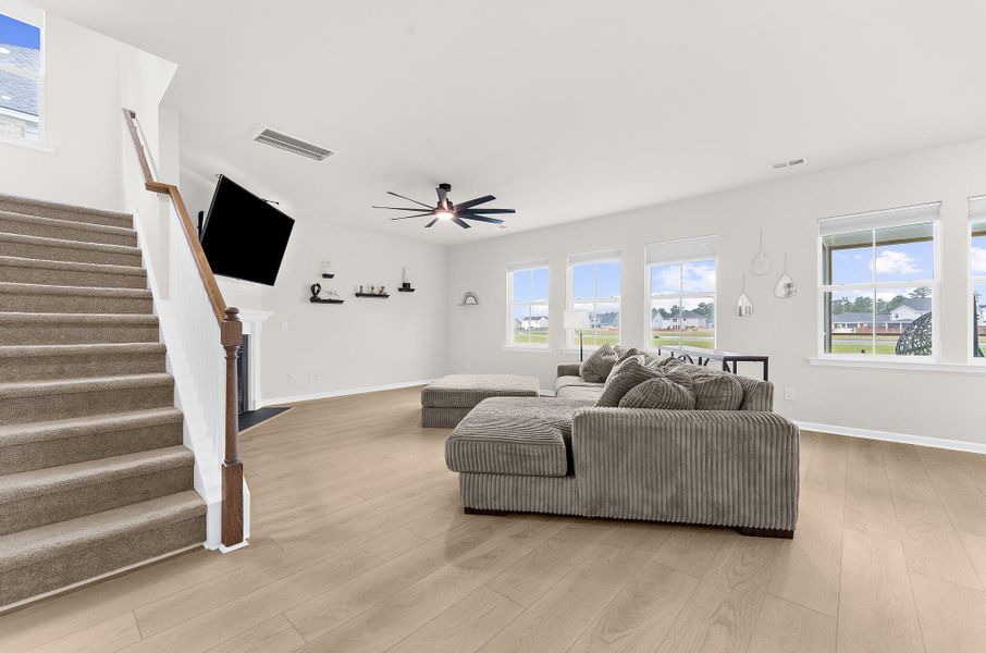 Furnished interior view inside a new home in Lindera Preserve at Cane Bay Plantation, Summerville (Image 14). Furnished interior view inside a new home in Lindera Preserve at Cane Bay Plantation, Summerville (Image 14).