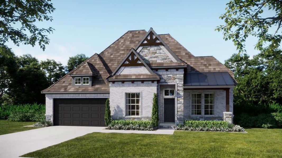 Front exterior of a new home in Myrtle Creek, Waxahachie, TX, highlighting curb appeal (Image 4).