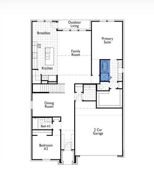 2D floor plan layout for the Richmond Plan by Highland Homes in Ridgeline: 50ft. lots, McKinney, TX (Image 3).
