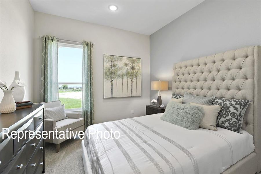 Light-filled interior space featuring a large window, soft neutral wall tones, recessed lighting, and soft carpeting Light-filled interior space featuring a large window, soft neutral wall tones, recessed lighting, and soft carpeting