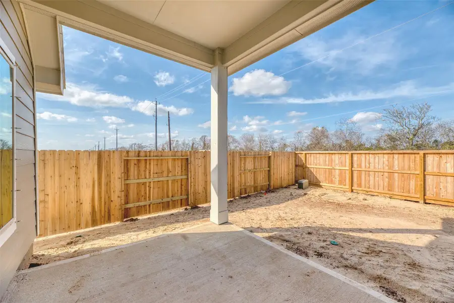 Exterior details and patio area of a home in Aldeana - Tejas Collection, Bonney (Image 3).