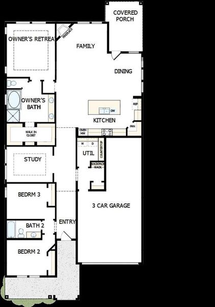 2D floor plan layout of this home in Goodland – Classic Series, Grand Prairie, TX (Image 2).
