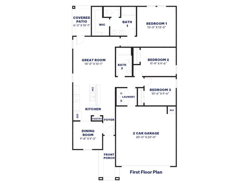 2D floor plan layout for the Abbot by D.R. Horton in Upper Canyon, Phoenix, AZ (Image 4).
