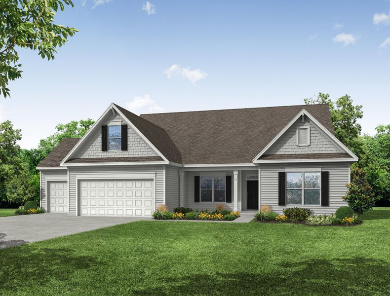 Representative exterior photo of a completed home built from the Asheboro by Eastwood Homes in The Enclave at French Quarter Creek, Huger, SC (Image 2).