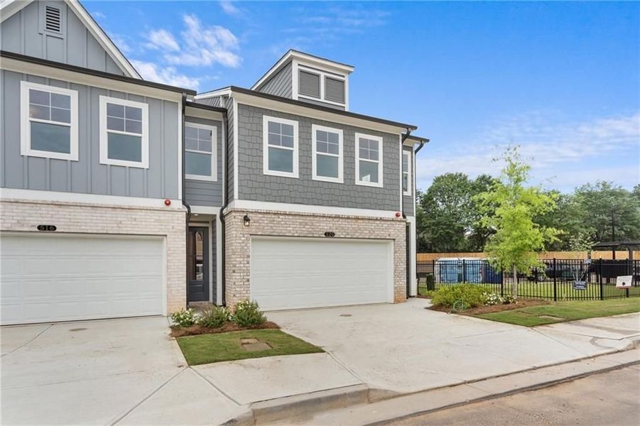 Front exterior of a new home in Rosehill Townhomes, Marietta, GA, highlighting curb appeal (Image 3).