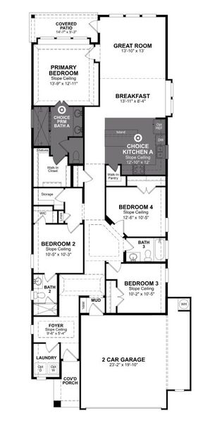 2D floor plan layout for the Marshfield by Beazer Homes in Arabella on the Prairie: Signature Collection, Richmond, TX (Image 3).