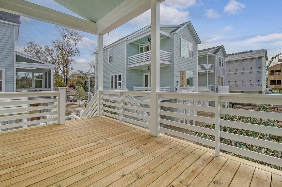 Exterior details and patio area of a home in Mount Pleasant Homes, Mount Pleasant (Image 3).