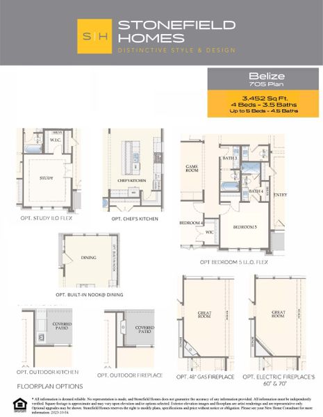 2D floor plan layout for the Belize by Stonefield Homes in Heath Golf and Yacht Club, Rockwall, TX (Image 4).