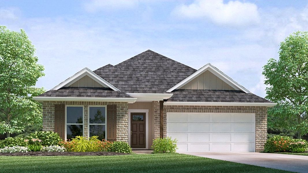 Front exterior of a new home in Huntington Estates, Millington, TN, highlighting curb appeal (Image 2).