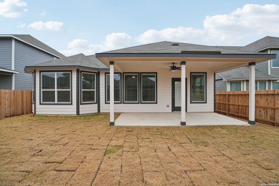 Exterior details and patio area of a home in Estancia Ranch - Classic Series, San Antonio (Image 24).