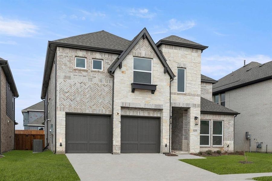 Front exterior of a new home in Sutton Fields, Celina, TX, highlighting curb appeal (Image 2).
