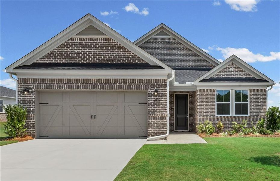 Front exterior of a new home in Overland, Locust Grove, GA, highlighting curb appeal (Image 1). Front exterior of a new home in Overland, Locust Grove, GA, highlighting curb appeal (Image 1).