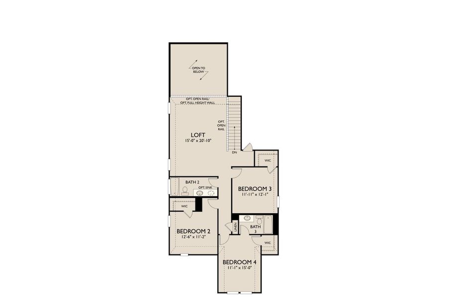 2D floor plan layout for the Granbury by Ashton Woods in The Trails at Carmel, Pflugerville, TX (Image 5).