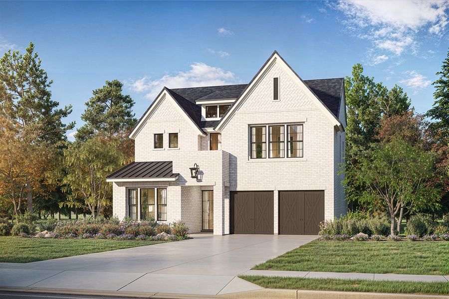 Representative exterior photo of a completed home built from the Fairway by Landon Homes in Fields - Brookside North, Frisco, TX (Image 24). Representative exterior photo of a completed home built from the Fairway by Landon Homes in Fields - Brookside North, Frisco, TX (Image 24).