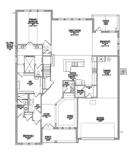 2D floor plan layout for the Lockhart by Beazer Homes in Johnson Ranch, San Antonio, TX (Image 3).