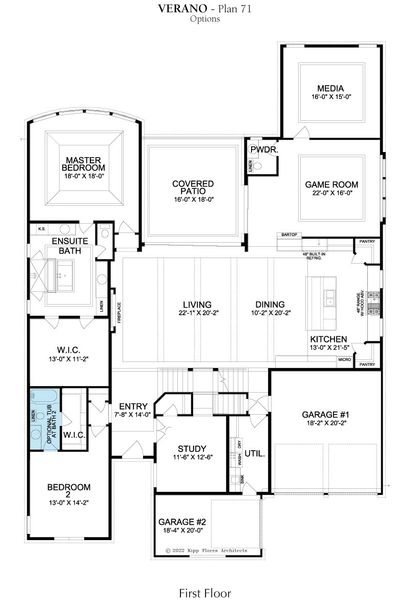 2D floor plan layout for the Verano by Landon Homes in Fields - Brookside North, Frisco, TX (Image 5). 2D floor plan layout for the Verano by Landon Homes in Fields - Brookside North, Frisco, TX (Image 5).