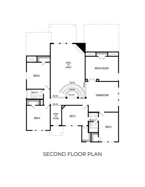 2D floor plan layout for the Maverick 2F (w/Media) - Phase 3 by First Texas Homes in La Frontera, Fort Worth, TX (Image 5). 2D floor plan layout for the Maverick 2F (w/Media) - Phase 3 by First Texas Homes in La Frontera, Fort Worth, TX (Image 5).