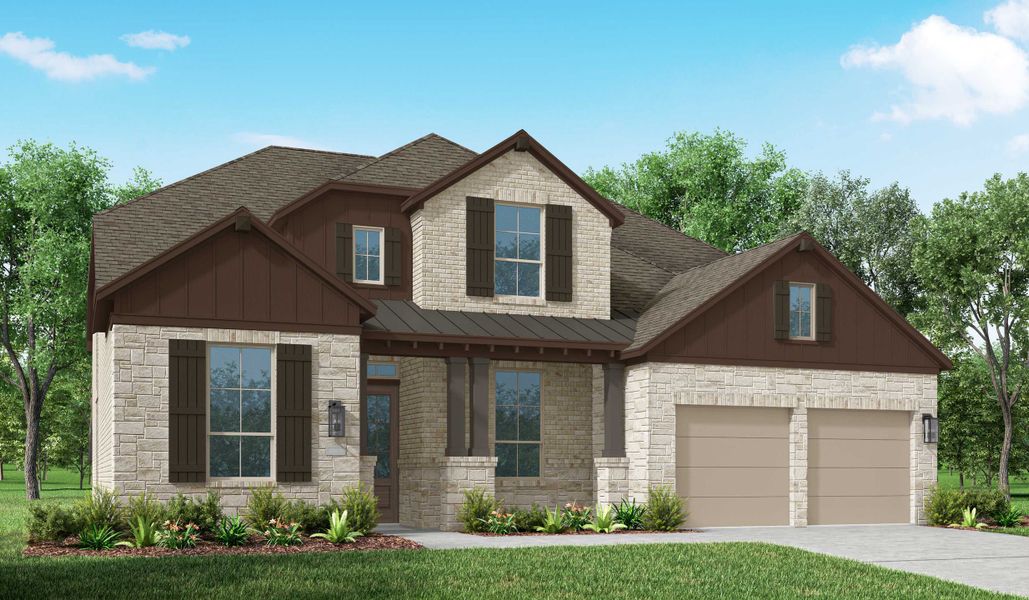 Representative exterior photo of a completed home built from the 221 Plan by Highland Homes in Walsh: 60ft. lots, Aledo, TX (Image 2). Representative exterior photo of a completed home built from the 221 Plan by Highland Homes in Walsh: 60ft. lots, Aledo, TX (Image 2).