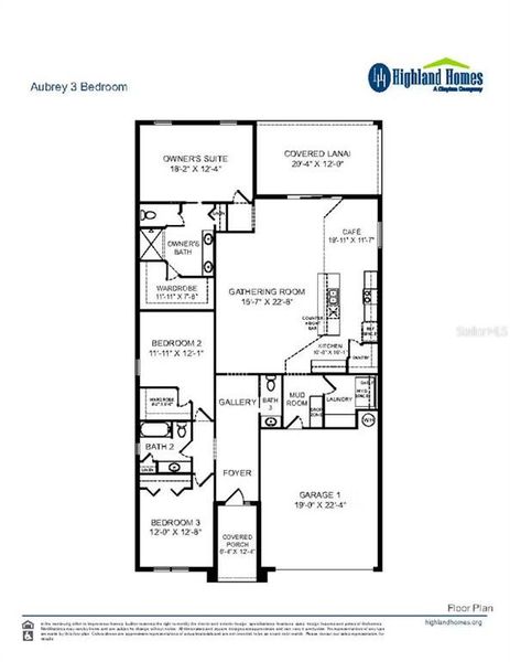 2D floor plan layout of this home in Aviary at Rutland Ranch, Parrish, FL (Image 2).