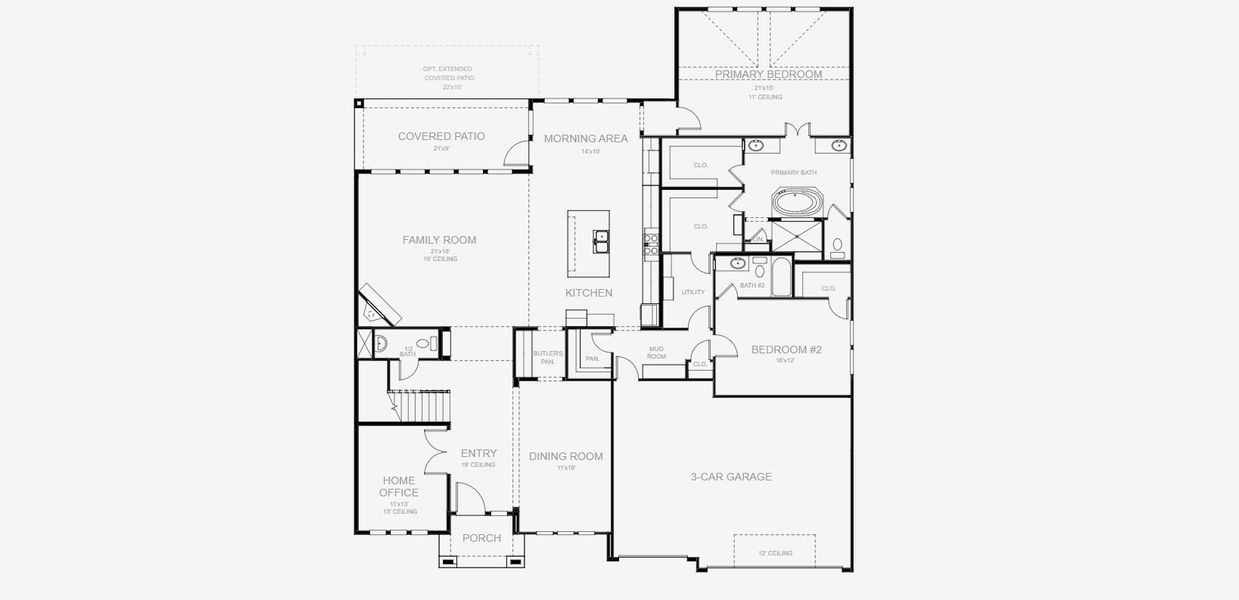 2D floor plan layout for the 4285S by Perry Homes in Jubilee 80', Hockley, TX (Image 3).