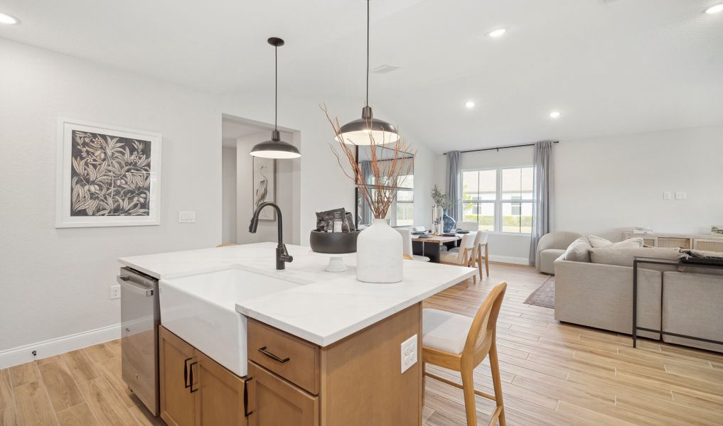 Island with pendant lighting