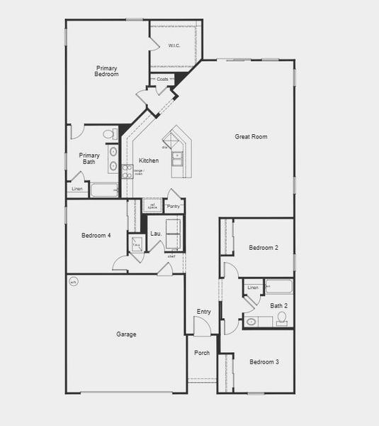 2D floor plan layout for the Plan 2003 Modeled by KB Home in Hawkes Meadow, Jacksonville, FL (Image 4).