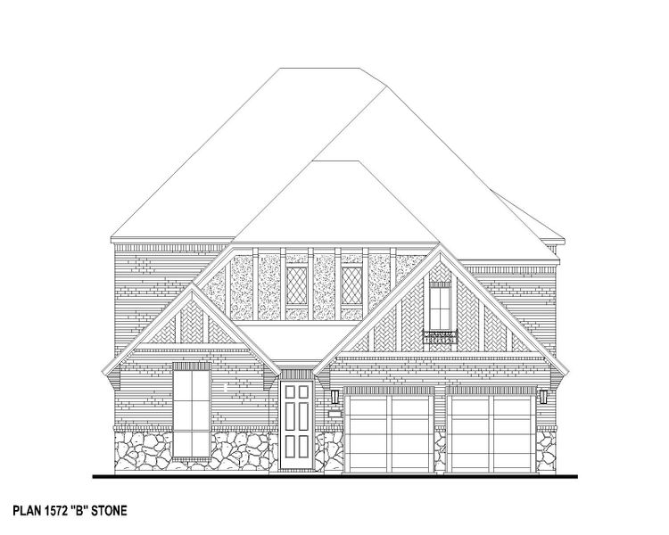 Plan 1572 Elevation B w/ Stone