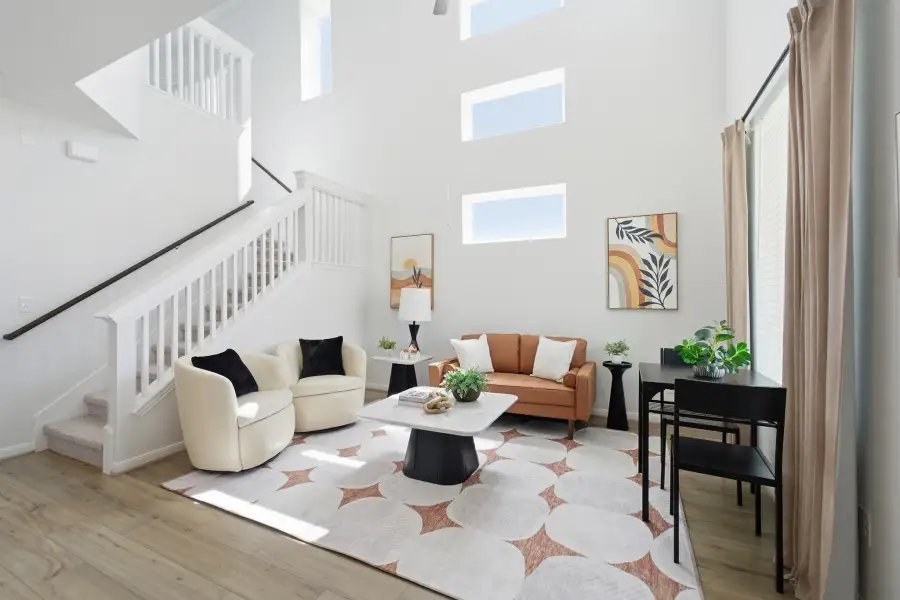 Furnished interior view inside a new home in Municipal Drive Townhomes, Leander (Image 7). Furnished interior view inside a new home in Municipal Drive Townhomes, Leander (Image 7).