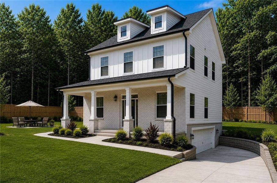 Front exterior of a new home in , Atlanta, GA, highlighting curb appeal (Image 2). Front exterior of a new home in , Atlanta, GA, highlighting curb appeal (Image 2).