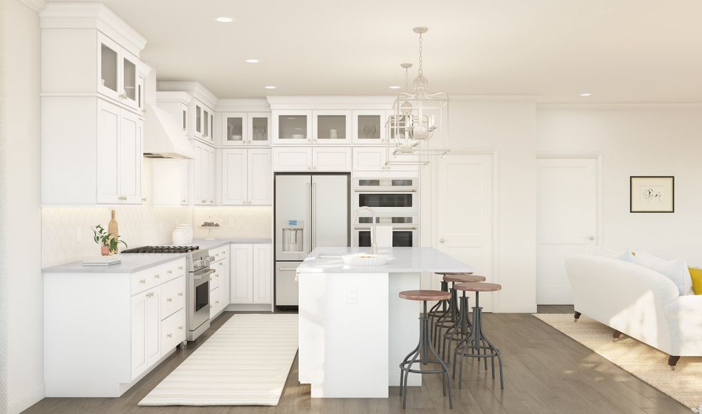 Kitchen with quartz island