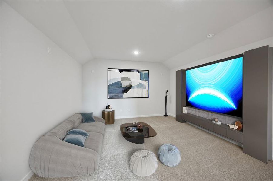 Media room in the Masters home plan by Trophy Signature Homes – REPRESENTATIVE PHOTO Media room in the Masters home plan by Trophy Signature Homes – REPRESENTATIVE PHOTO