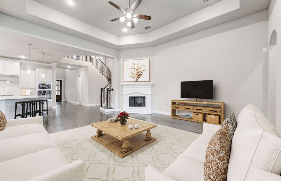 Representative furnished interior of a home built from the 3070 by Ravenna Homes in The Highlands 55′, Porter (Image 6).