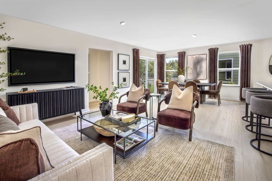 Representative furnished interior of a home built from the 1638 Modeled by KB Home in Jade Creek, Chapel Hill (Image 6). Representative furnished interior of a home built from the 1638 Modeled by KB Home in Jade Creek, Chapel Hill (Image 6).