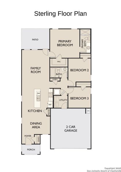 2D floor plan layout of this home in Saddlebrook Ranch, Schertz, TX (Image 2).
